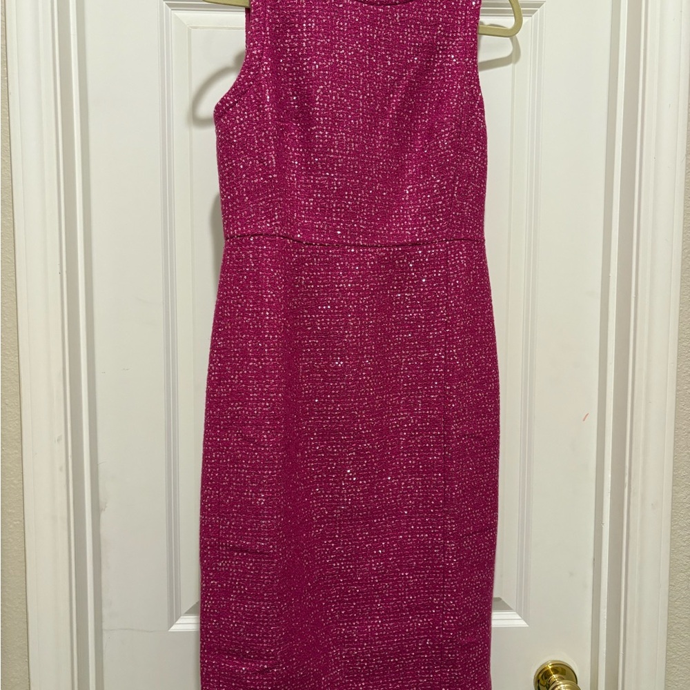JCrew Pink Sleeveless Tweed Sequin Sheath Dress, size 6. NWT - Picture 2 of 7